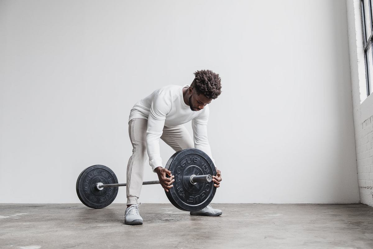 Nobull Performance Crew Men's Sweatshirts White | Australia (WE7541)